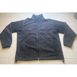 Columbia Deep Pile Sherpa Fleece Jacket Mens L Black Outdoor Hike Trail Zip Coat